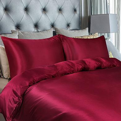 Satin Duvet Cover Set 3 Piece, 2 Pillowcases With Envelope Twin