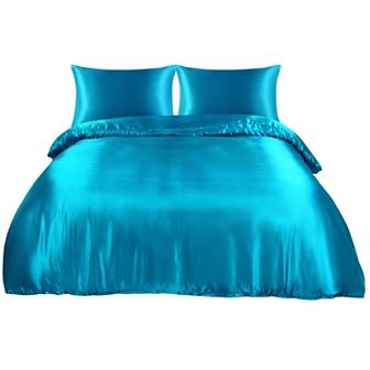 Satin Duvet Cover Set 3 pc 2 Pillowcases With Envelope Twin