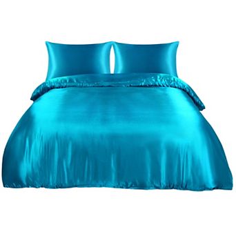 Satin Duvet Cover Set 3 pc 2 Pillowcases With Envelope Twin