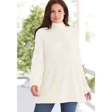 Woman Within Plus Size Pullover Shaker Swing Sweater