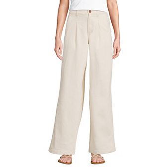 Women's Lands' End Soft High Rise Pleated Wide Leg Jeans