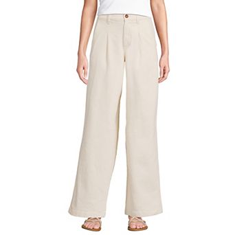 Women's Lands' End Soft High Rise Pleated Wide Leg Jeans