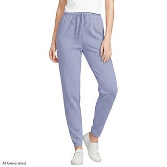 Women's Lands' End Fleece High Waisted Jogger Pants