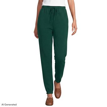 Women's Lands' End Fleece High Waisted Jogger Pants