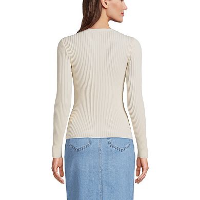 Women's Lands' End Ribbed V-Neck Cardigan Sweater