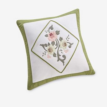 BrylaneHome Ava Embroidered Cotton 16 Square Pillow