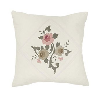 BrylaneHome Ava Embroidered Cotton 16 Square Pillow