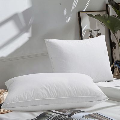 Unikome Bed Sleeping Hotel Collection Pillows Set Of 2 Goose Feathers And Down White Pillows