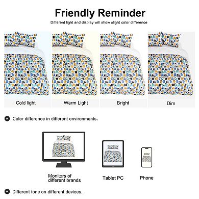 5 Piece Polyester Microfiber Kids Bedding Set Cartoon Pattern Twin