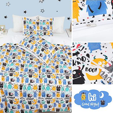 5 Piece Polyester Microfiber Kids Bedding Set Cartoon Pattern Twin