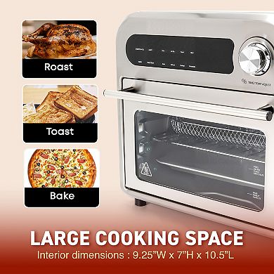 Elite Cuisine Digital Air Fryer Oven, Stainless Steel