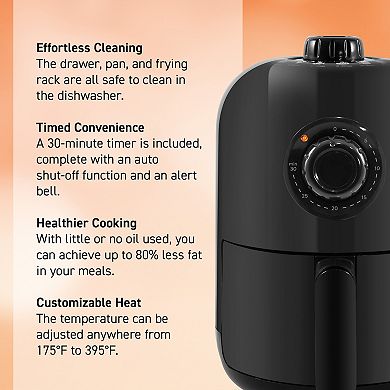 Elite Cuisine 1Qt Compact Adjustable Time/Temp Air Fryer