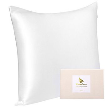 22 Momme Silk Pillowcase With Zipper, White 16" X 16"