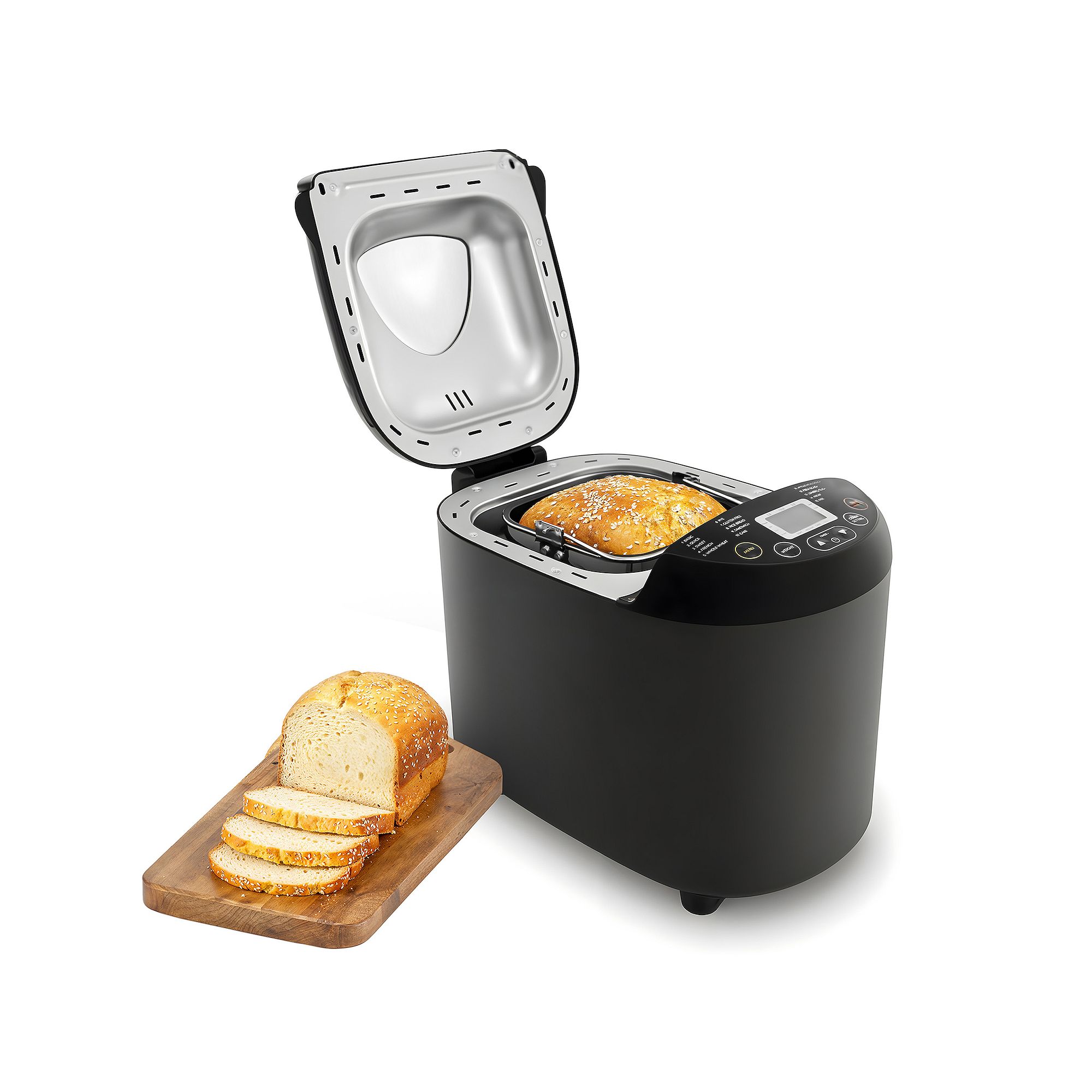 Elite Cuisine 2lb Programmable Bread Machine with 19 Pre-sets, Black
