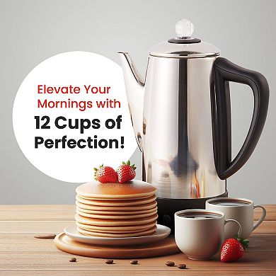 Elite Cuisine 12-Cup Cordless Electric Coffee Percolator