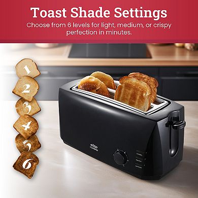 Elite Cuisine 4 Slice Long Slot Cool Touch Toaster