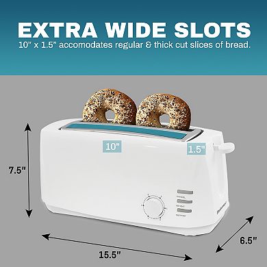 Elite Cuisine 4 Slice Long Slot Cool Touch Toaster
