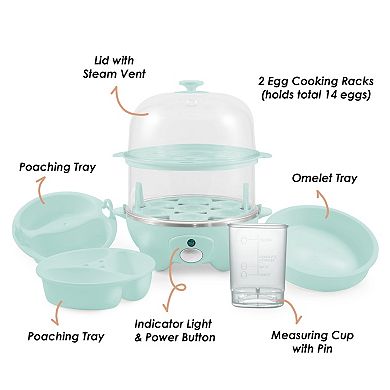 Elite Cuisine Automatic 2-Tier 14 Egg Cooker/Steamer