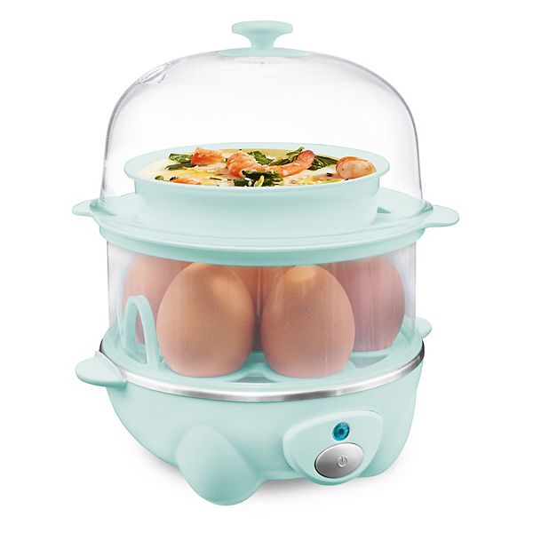 Elite Cuisine Automatic 2-Tier 14 Egg Cooker/Steamer - Blue