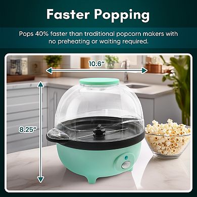 Elite Cuisine 3Qt Hot Oil Stirrer Popcorn Popper with Serving Bowl Lid