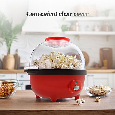 Elite Cuisine 3Qt Hot Oil Stirrer Popcorn Popper with Serving Bowl Lid