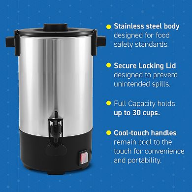 Elite Cuisine Pro Stainless Steel 30-Cup Office Coffee Urn