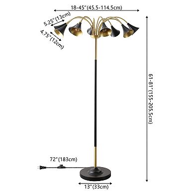 Vivian 10-light Mid-century Modern Iron Medusa Multi Head Led Floor Lamp