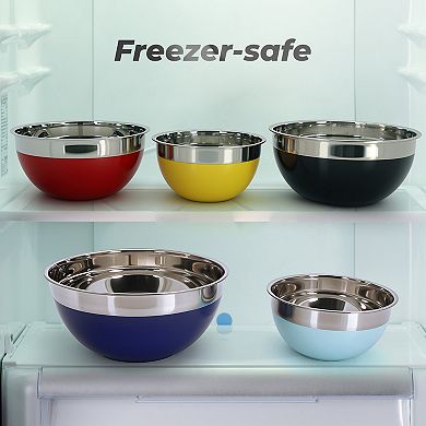 Elite Cuisine 12PC Stainless Steel Mixing Bowl Set with Lids