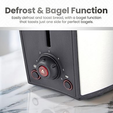 Elite Cuisine Stainless Steel 2-Slice Toaster with Bagel Function