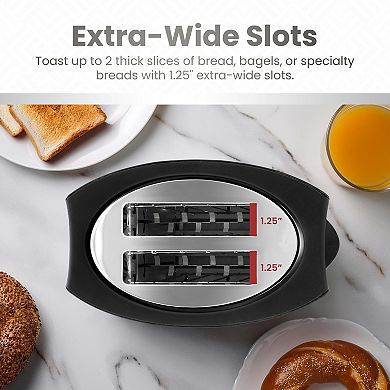 Elite Cuisine Stainless Steel 2-Slice Toaster with Bagel Function