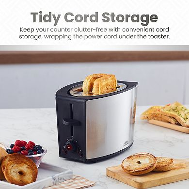 Elite Cuisine Stainless Steel 2-Slice Toaster with Bagel Function