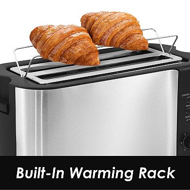 Elite Cuisine Stainless Steel 4 Slice Long Slot Toaster