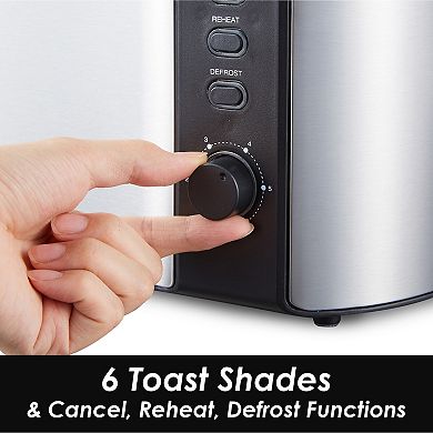 Elite Cuisine Stainless Steel 4 Slice Long Slot Toaster