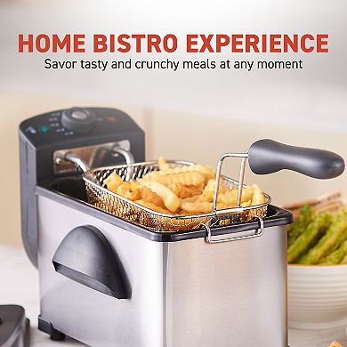 Elite Cuisine Stainless Steel 2QT Immersion Deep Fryer with Timer