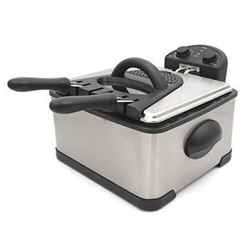 Elite Cuisine 4-qt Dual Deep Fryer with 3 baskets, Timer and Temp Knobs