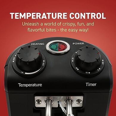 Elite Cuisine Stainless Steel 3.5QT Immersion Deep Fryer with Timer and Temp Knobs