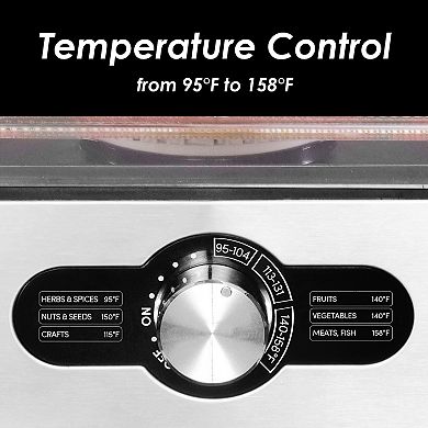 Elite Cuisine 5-Stainless Steel Tray Food Dehydrator with Adjustable Temperature