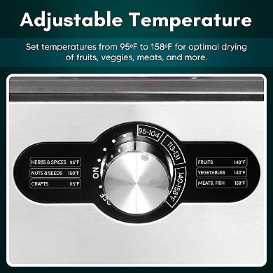 Elite Cuisine 5-Stainless Steel Tray Food Dehydrator with Adjustable Temperature