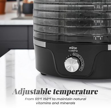 Elite Cuisine Food Dehydrator with Adjustable Temperature Dial and 5 Trays