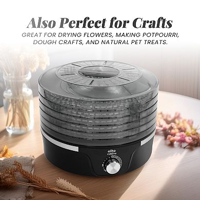 Elite Cuisine Food Dehydrator with Adjustable Temperature Dial and 5 Trays