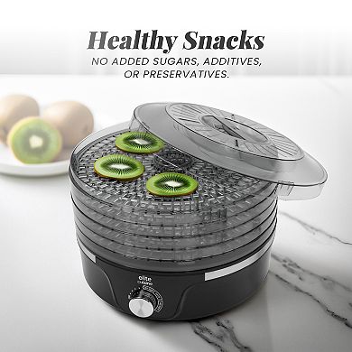 Elite Cuisine Food Dehydrator with Adjustable Temperature Dial and 5 Trays