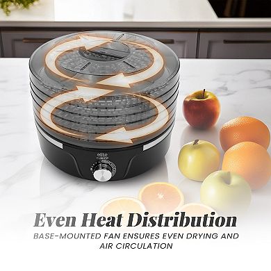 Elite Cuisine Food Dehydrator with Adjustable Temperature Dial and 5 Trays