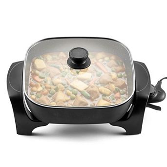 Elite Cuisine 12” Extra Depth 3" Electric Skillet with Glass Lid