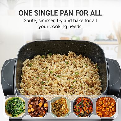 Elite Cuisine 12” Extra Depth 3" Electric Skillet with Glass Lid