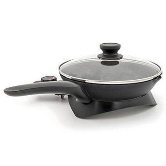 Elite Cuisine 10.5” Electric Skillet with Handle and Glass Lid