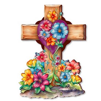Easter Floral Wooden Cross By G. Debrekht
