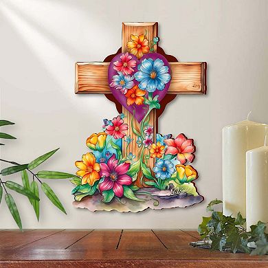 Easter Floral Wooden Cross By G. Debrekht