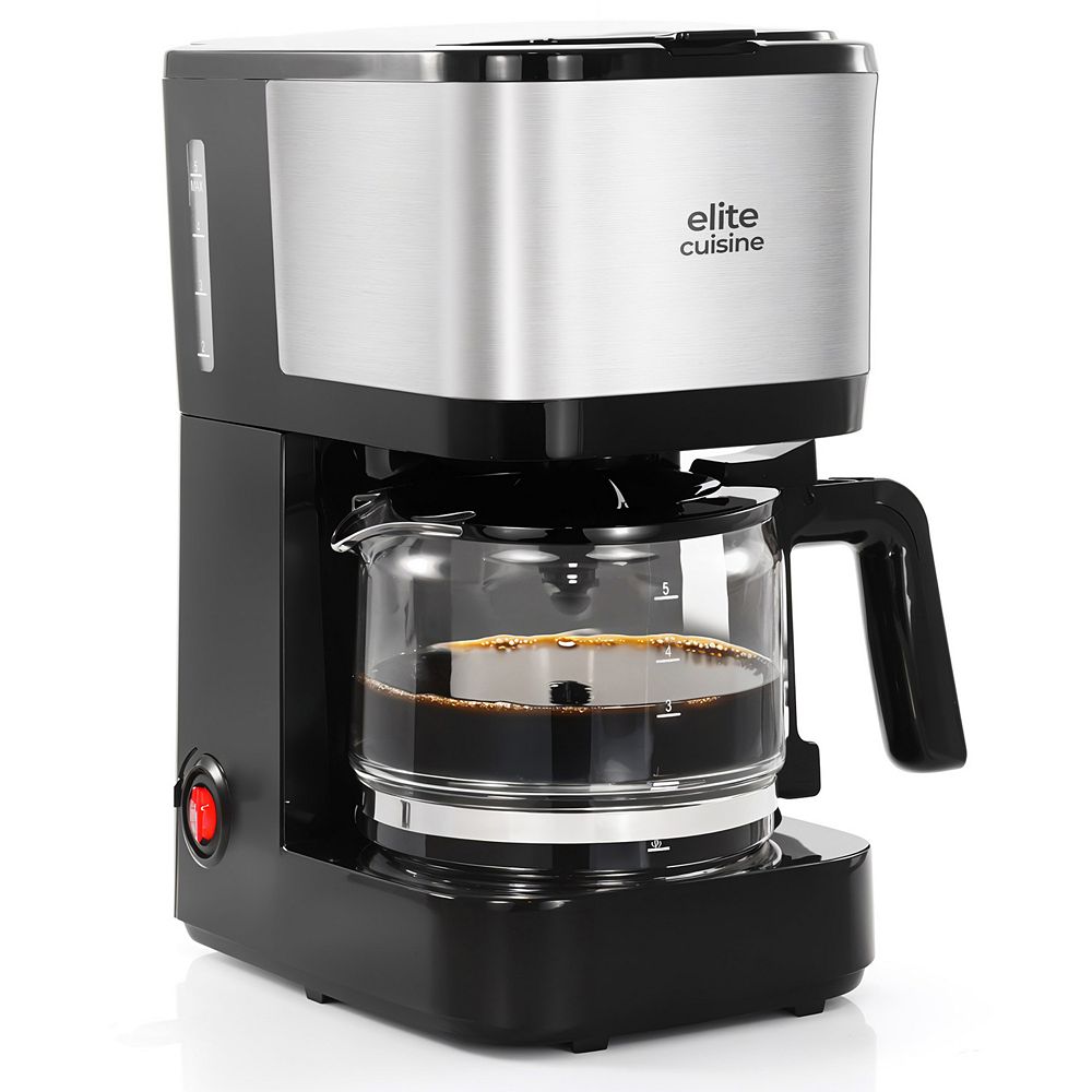 Elite Cuisine 5-Cup Brew & Drip Coffee Maker with Pause & Serve