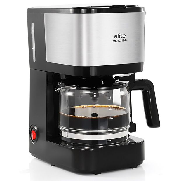 Elite Cuisine 5-Cup Coffee Maker - Black/Stainless Steel