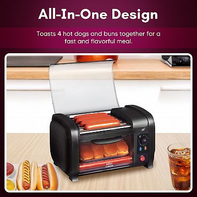 Elite Cuisine Hot Dog Roller and Bun Toaster Oven